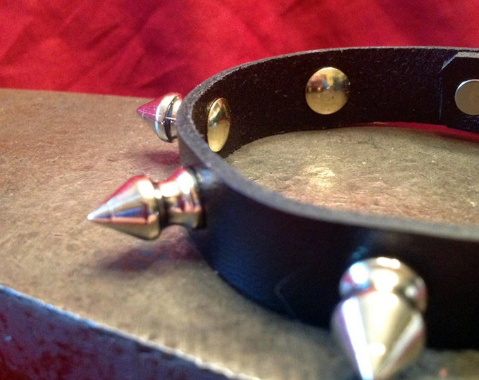 Silver Spiked Leather Cuff