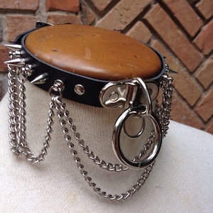 Chained and spiked Leather Collar