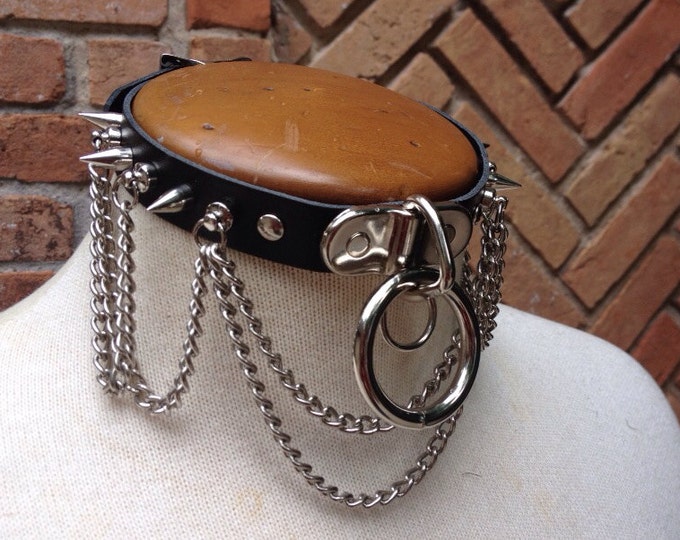 Chained and spiked Leather Collar