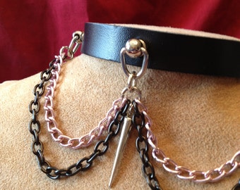 Pink and Black Chain Collar