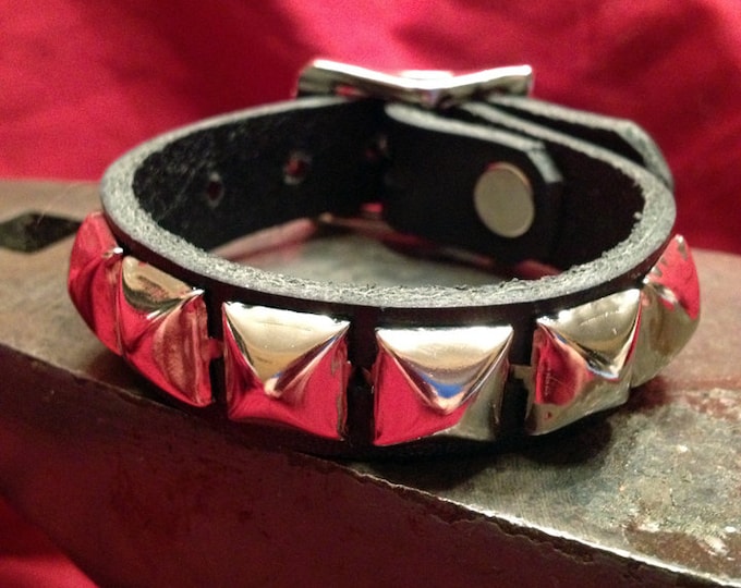 Silver Studded Leather Cuff