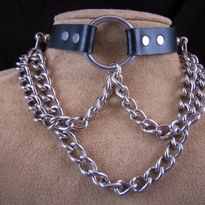 Handgemaakte leren kettingkraag: O-ring choker in bikerstijl