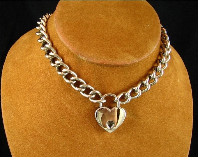 Stainless Steel Chain Choker with Small Heart Padlock