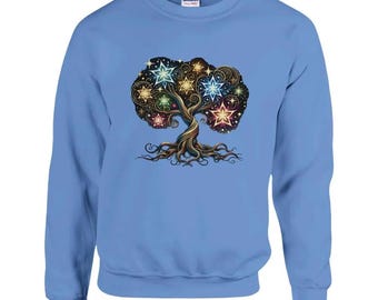 Celestial Tree Sweatshirt: Starry Night Galaxy Crewneck
