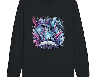 Mystical Wizard T-shirt met lange mouwen – neon retro-streetwear