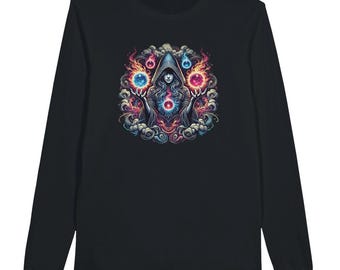 Magical Sorceress Long Sleeve T-Shirt, Gothic Fire Design