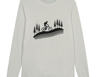 Mountain Bike Graphic Long-Sleeve T-Shirt: Eco-Conscious Cycling Apparel