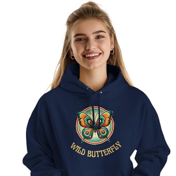 Retro Butterfly Graphic Hoodie Perfect Gift for Teens Unique