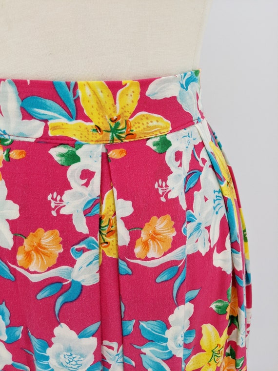 vintage 90s tropical floral skirt | 1990s hot pin… - image 5