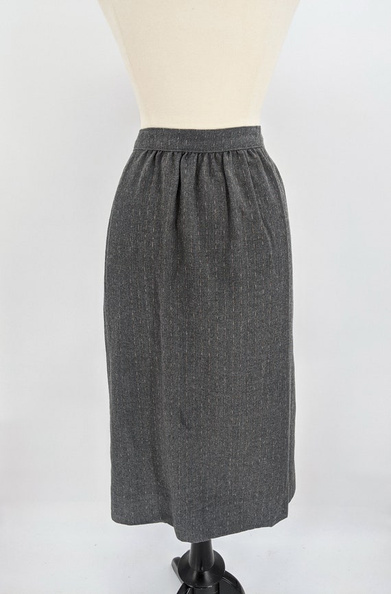 vintage 80s gray asymmetrical pleated suit skirt … - image 8