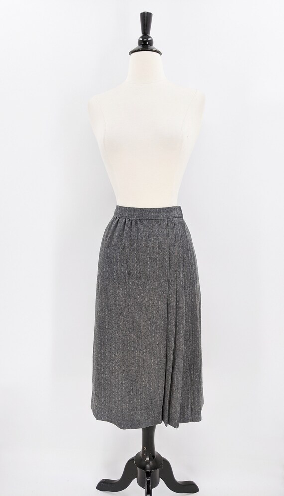 vintage 80s gray asymmetrical pleated suit skirt … - image 2