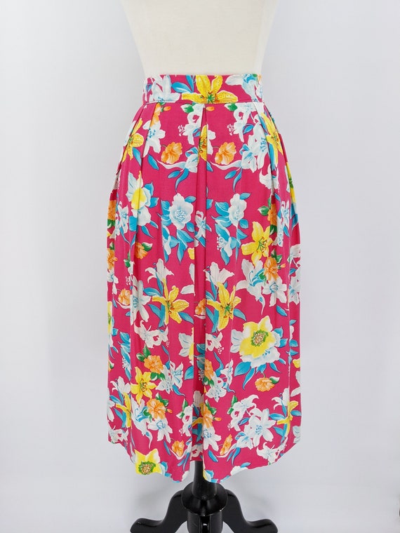 vintage 90s tropical floral skirt | 1990s hot pin… - image 3