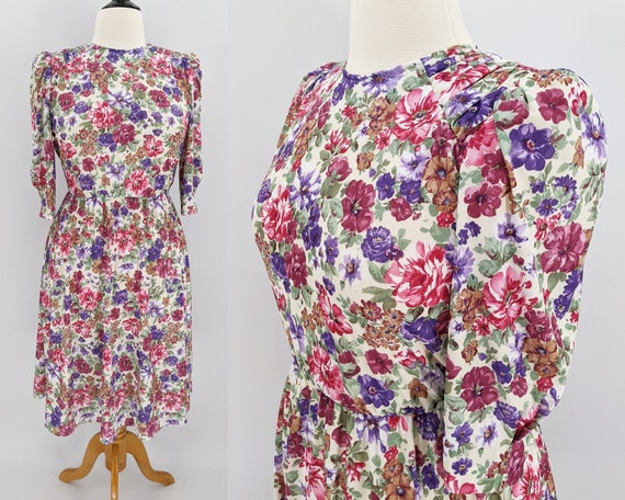 vintage 80s floral secretary dress | 1980s Tabby … - image 1