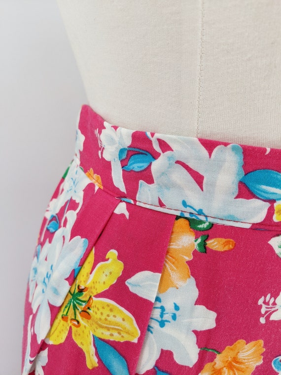 vintage 90s tropical floral skirt | 1990s hot pin… - image 4