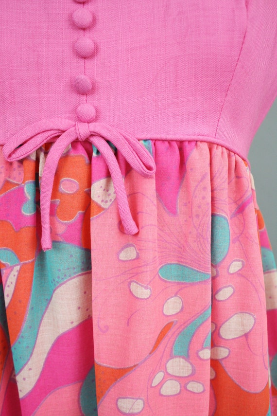 vintage 60s Hot Pink Op Art Maxi Dress / 1960s Mo… - image 3