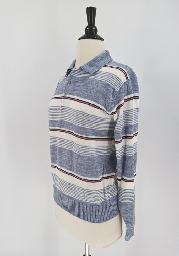 vintage 80s striped henley sweater | 1980s Classi… - image 8