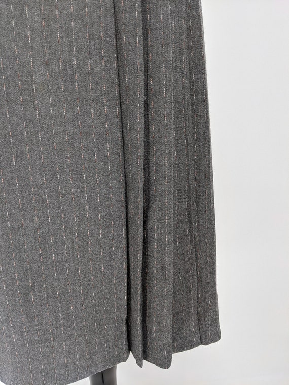 vintage 80s gray asymmetrical pleated suit skirt … - image 5