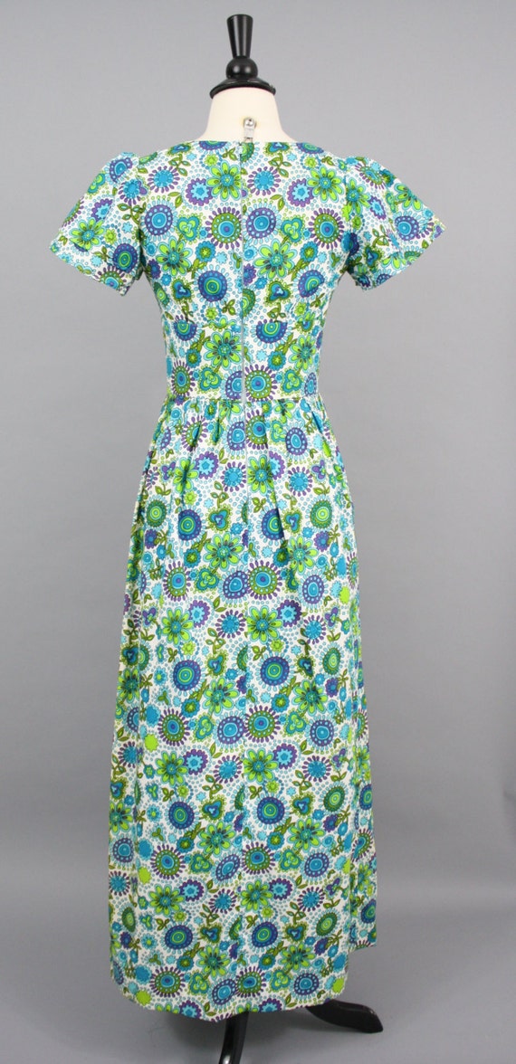 vintage 60s Psychedelic Maxi Dress / 1960s Aqua L… - image 4