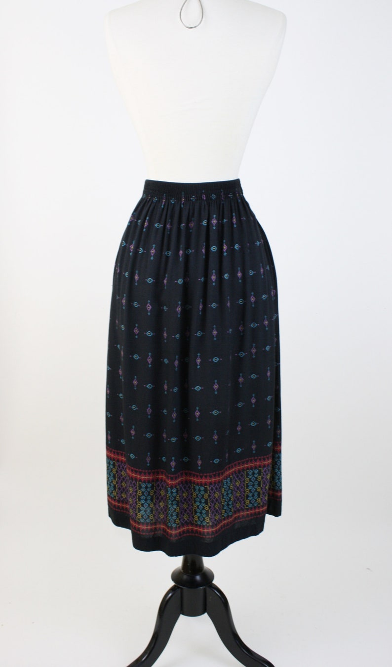 Vintage 80s skirt 1980s black southwestern print skirt | Etsy