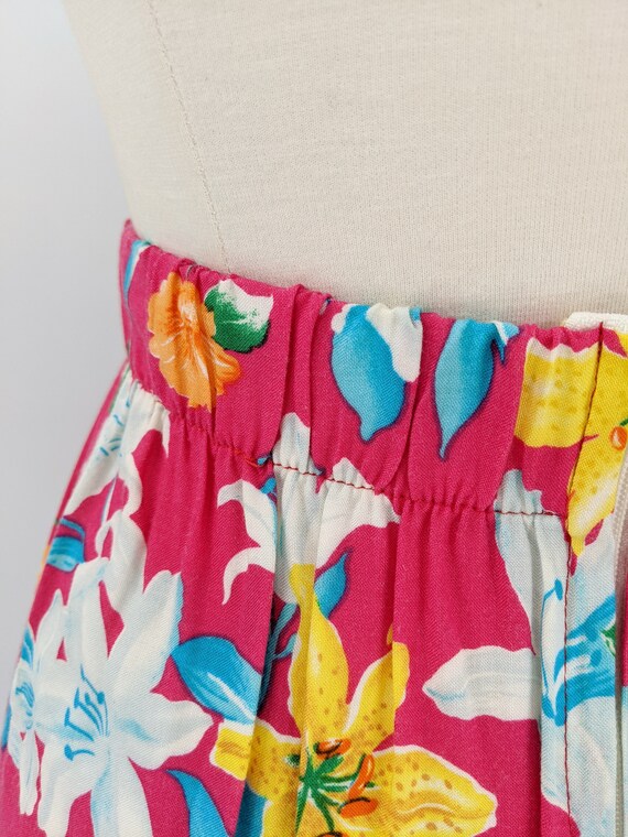 vintage 90s tropical floral skirt | 1990s hot pin… - image 9