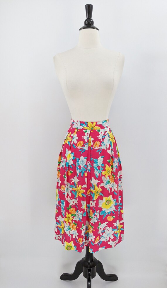 vintage 90s tropical floral skirt | 1990s hot pin… - image 2