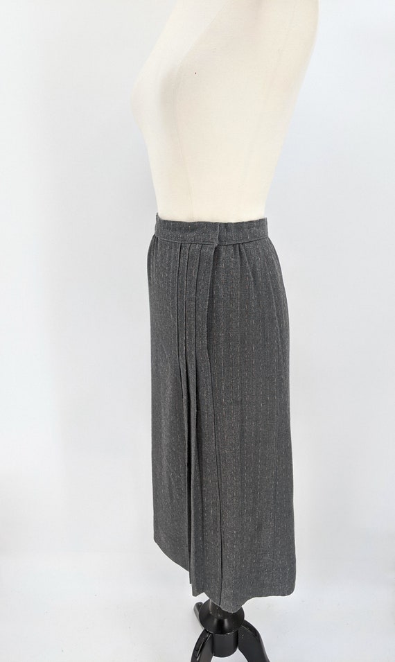 vintage 80s gray asymmetrical pleated suit skirt … - image 7