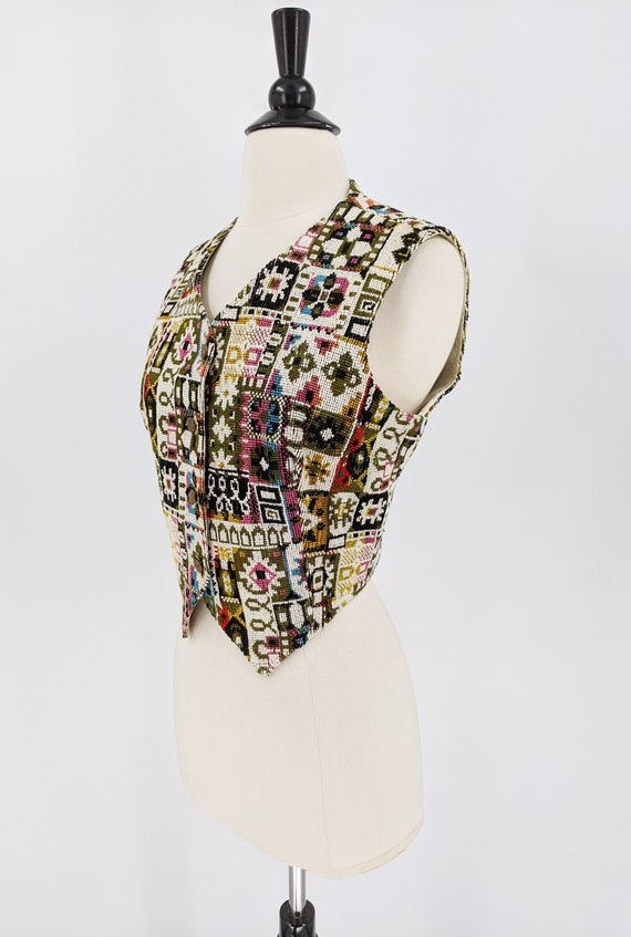 vintage 60s tapestry vest | 1960s boho hippie nee… - image 6