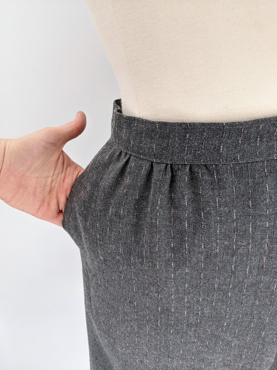 vintage 80s gray asymmetrical pleated suit skirt … - image 9