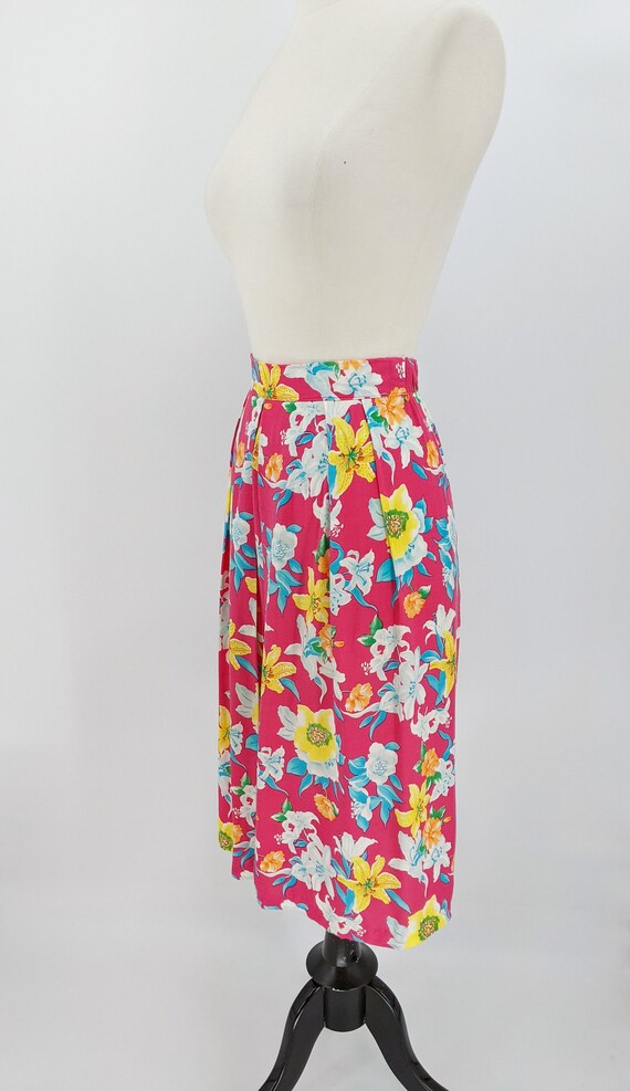 vintage 90s tropical floral skirt | 1990s hot pin… - image 7