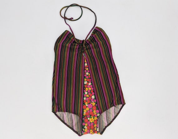 vintage 80s 90s maillot halter swimsuit | black ra