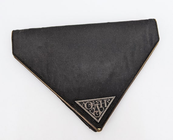 vintage 1920s Art Deco black silk triangular clut… - image 1