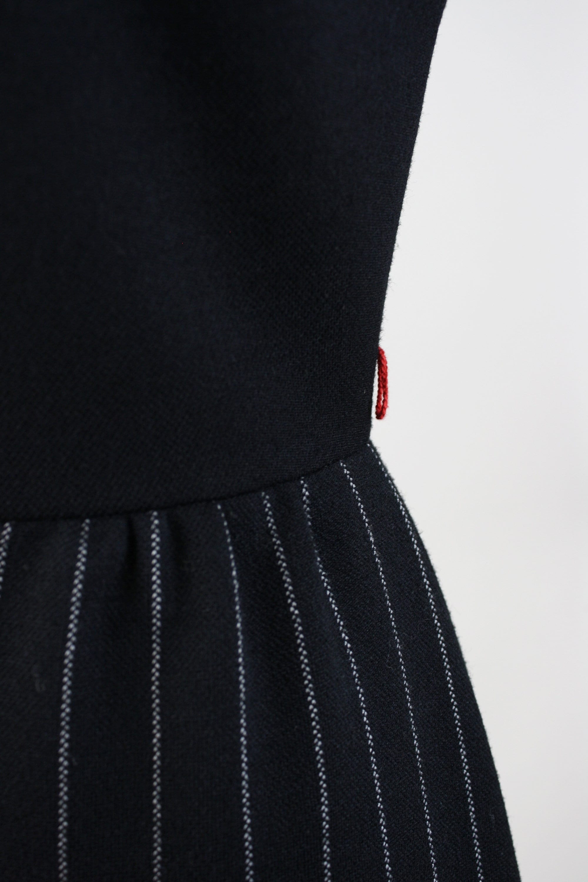 1970s Black Sweater Tuxedo Ruffle Sweater Dress | XS/S