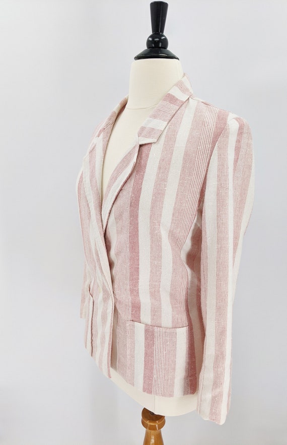 vintage 80s pink striped blazer | 1980s Steven Ja… - image 5