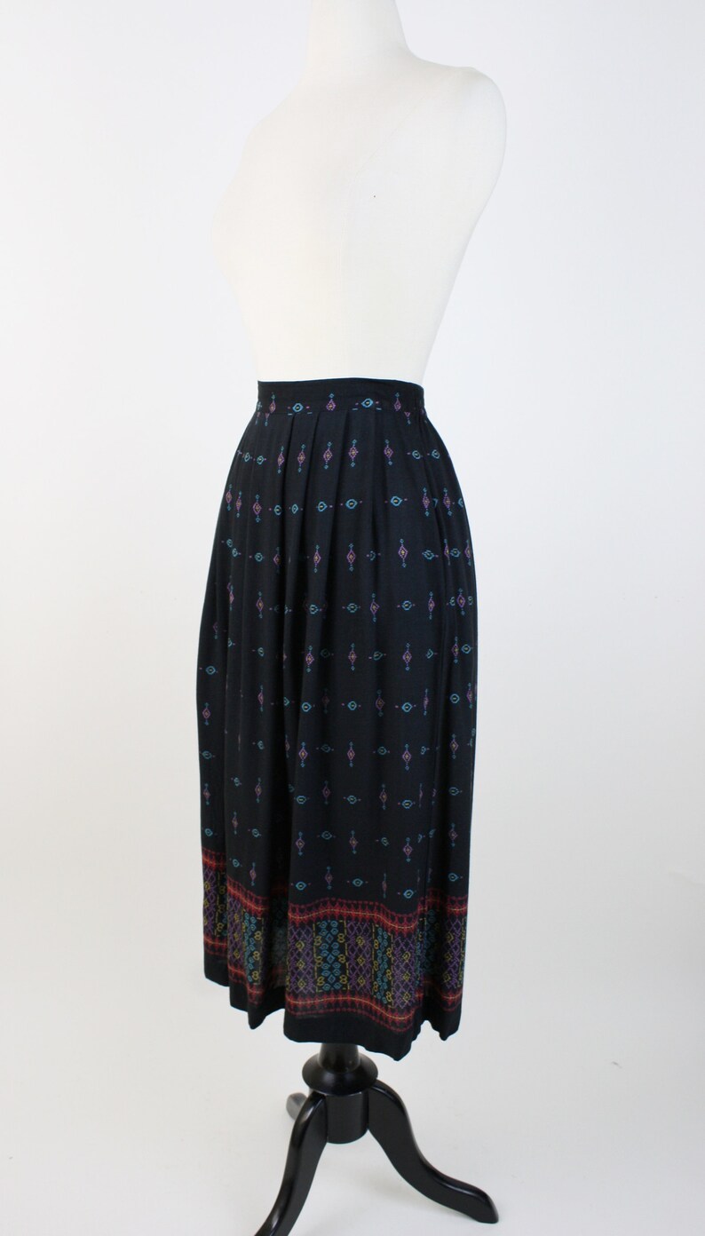 Vintage 80s skirt 1980s black southwestern print skirt | Etsy