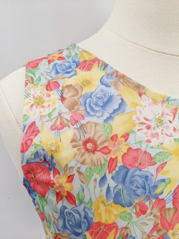 vintage 70s floral print tank top | 1970s bright … - image 4