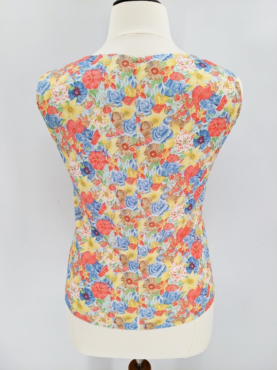 vintage 70s floral print tank top | 1970s bright … - image 7