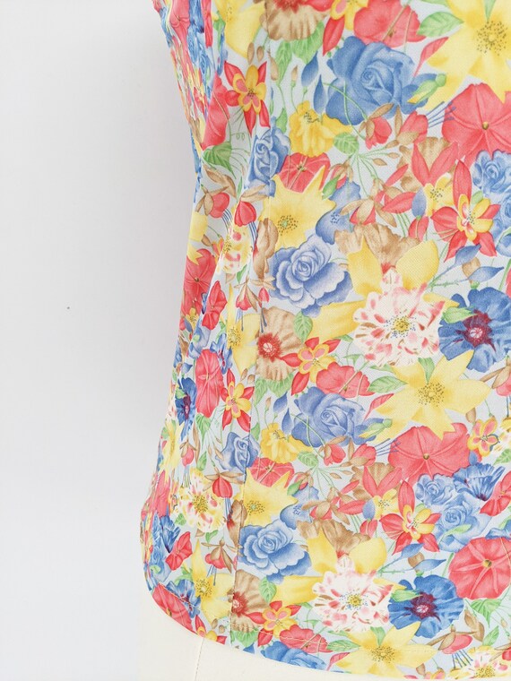 vintage 70s floral print tank top | 1970s bright … - image 5