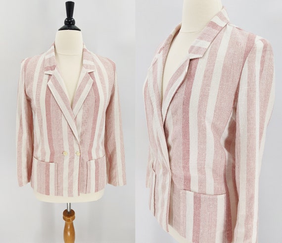 vintage 80s pink striped blazer | 1980s Steven Ja… - image 1