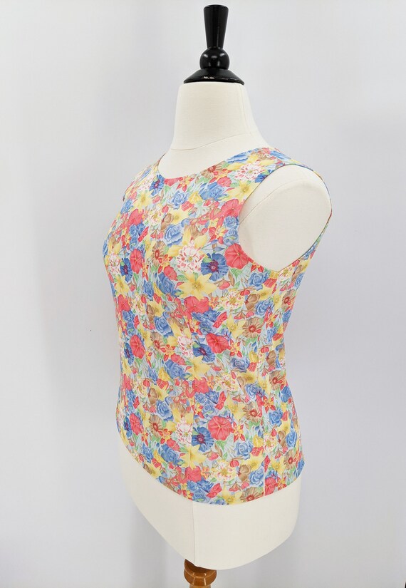 vintage 70s floral print tank top | 1970s bright … - image 6