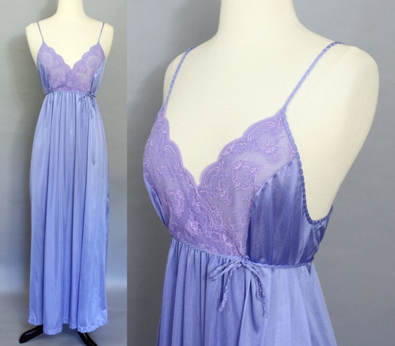 vintage 80s purple lacy nylon nightgown 1980s Gilead sexy | Etsy