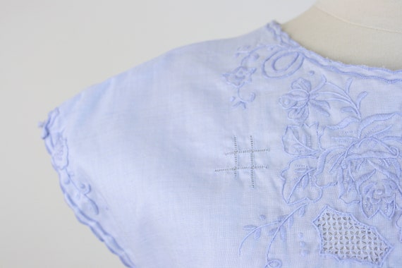 vintage 60s linen top | 1960s Rose Brand light bl… - image 3