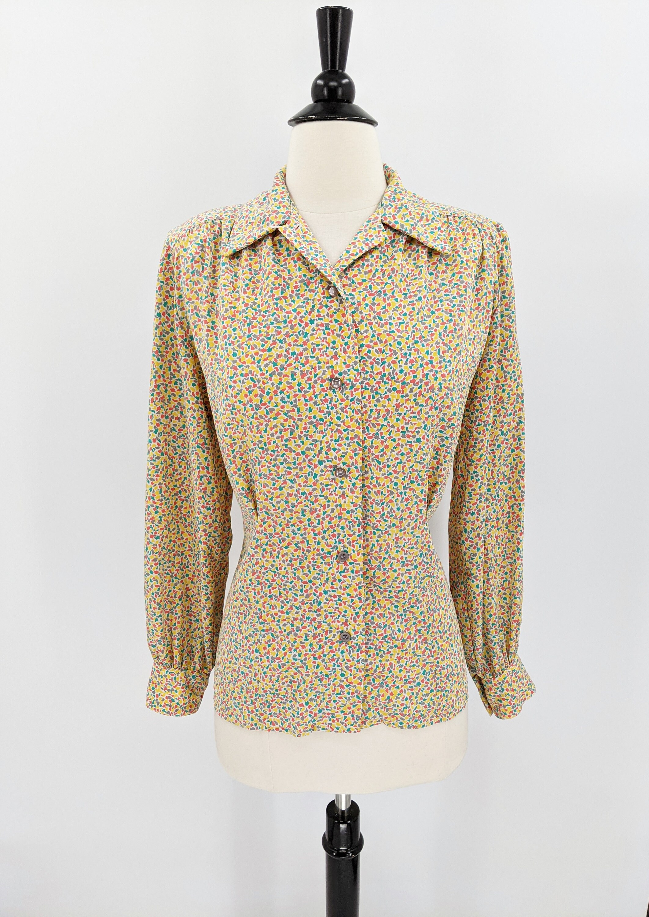 Vintage 90s geometric print blouse 1990s does 40s | Etsy