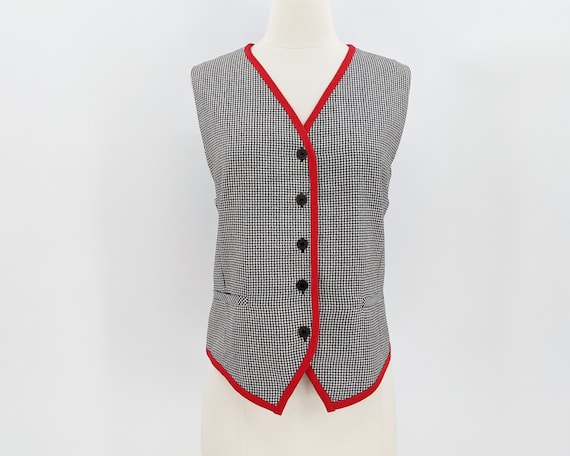 vintage 90s houndstooth vest | 1990s Koret black … - image 1