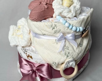 Tutorial paso a paso para hacer una tarta de pañales fácil / Guía de regalos para baby shower (DIY)