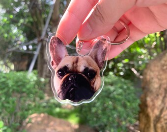 Custom Pet Portrait Keychain,Personalized Dog Cat Key Ring,Pet Memorial Gift, Acrylic Keychain for Pet Lovers