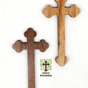 Coptic Three-Lobed Handcrafted Wooden Hand Cross Solid Wood