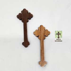 Coptic Budded Handcrafted Wooden Hand Cross Solid Wood