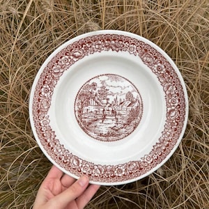Vintage Red Plate For Desserts Antique Dinnerware Plate For Collection Vintage Red Home Plate Antique Deep Pasta Plate