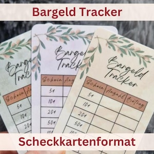 Bargeld Tracker im praktischen Kreditkartenformat verschiedene Farben abgerundete Ecken laminiert auf 250g Kartonpapier schick & praktisch