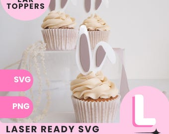 Osterhasenohren Cake Topper SVG Laser Cut Datei Osterkorb Tag Glowforge Cut File